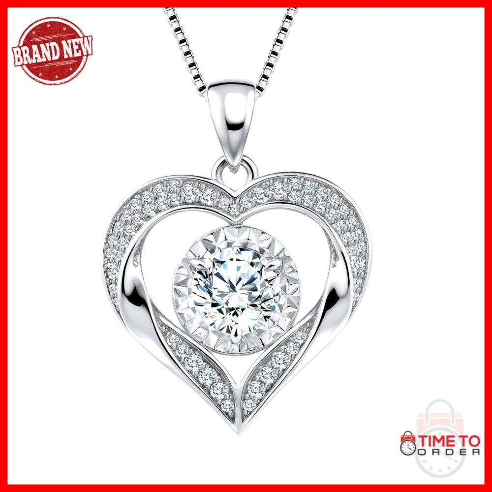 14k Gold Heart Necklace 1 Carat Moissanite Pendant Anniversary Gift